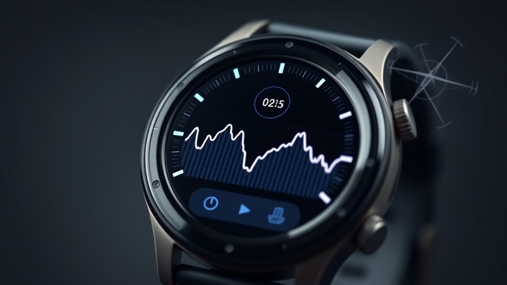 GPS 위성 신호를 통한 위치 추적과 스마트워치에 표시된 러닝 데이터 그래프 시각화